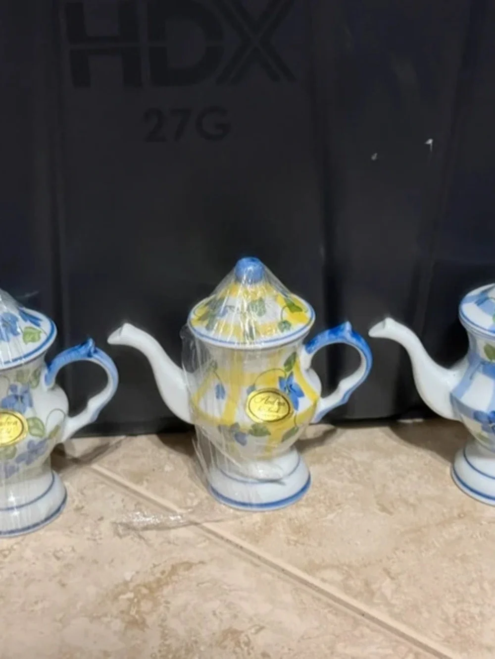 Andrea by Sadek Miniature Porcelain Teapots Set of 3